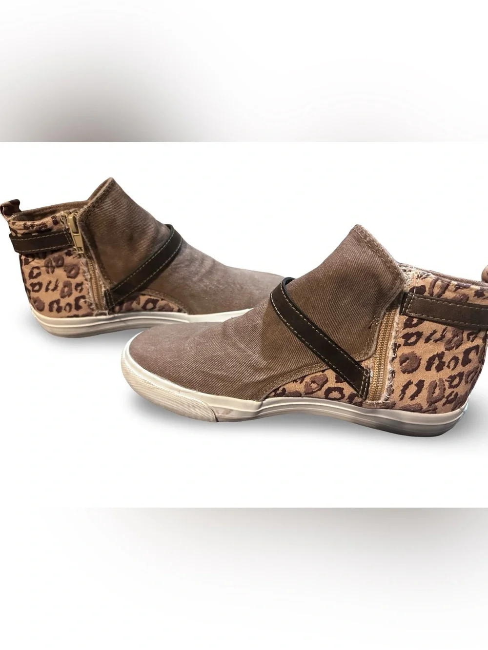 Blowfish Women Brown High-Top Sneakers with Leopard Accent